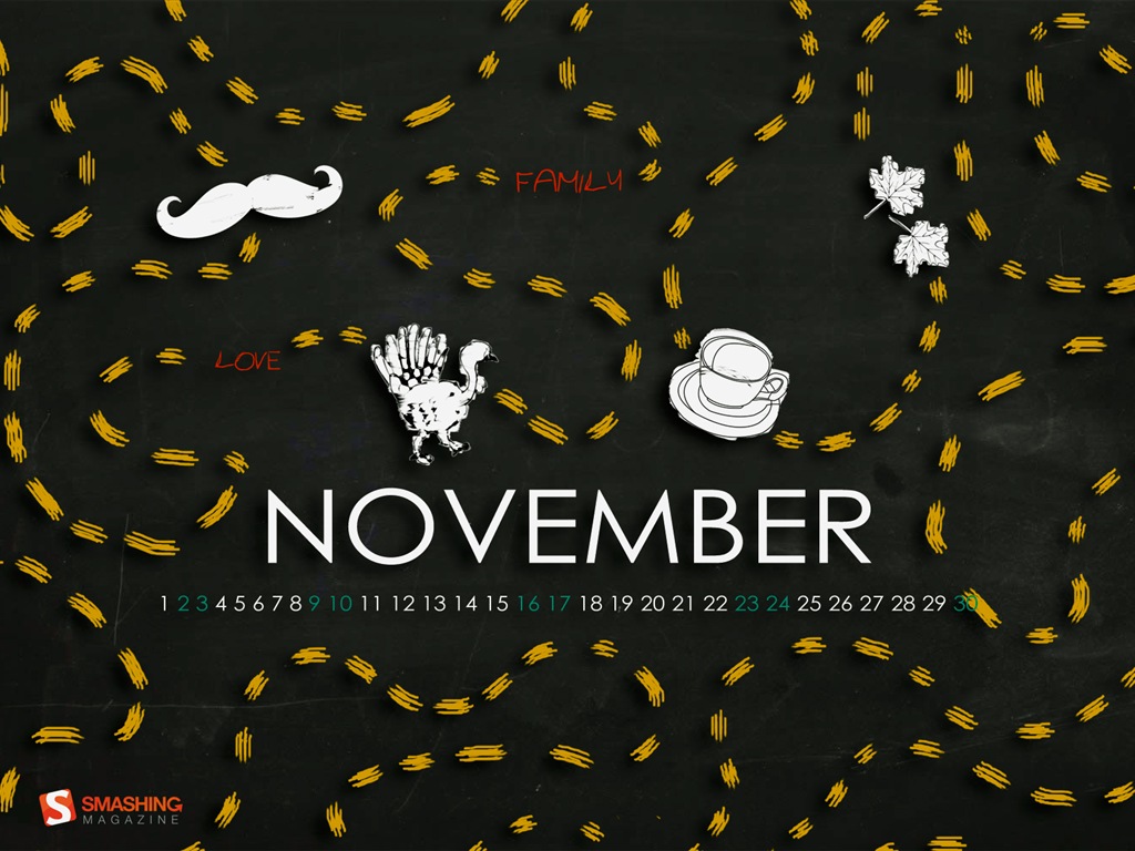 Novembre 2013 Calendar Wallpaper (2) #10 - 1024x768