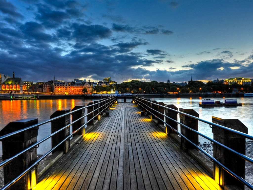 Costa del muelle al atardecer paisaje HD wallpaper #8 - 1024x768