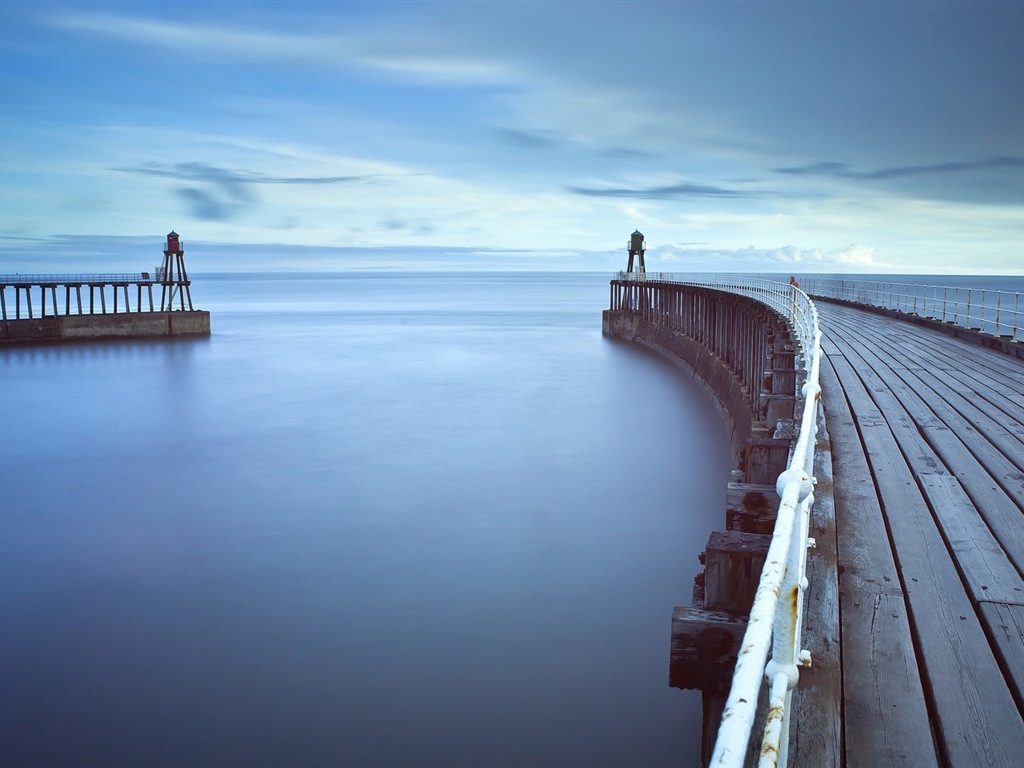 Costa del muelle al atardecer paisaje HD wallpaper #11 - 1024x768