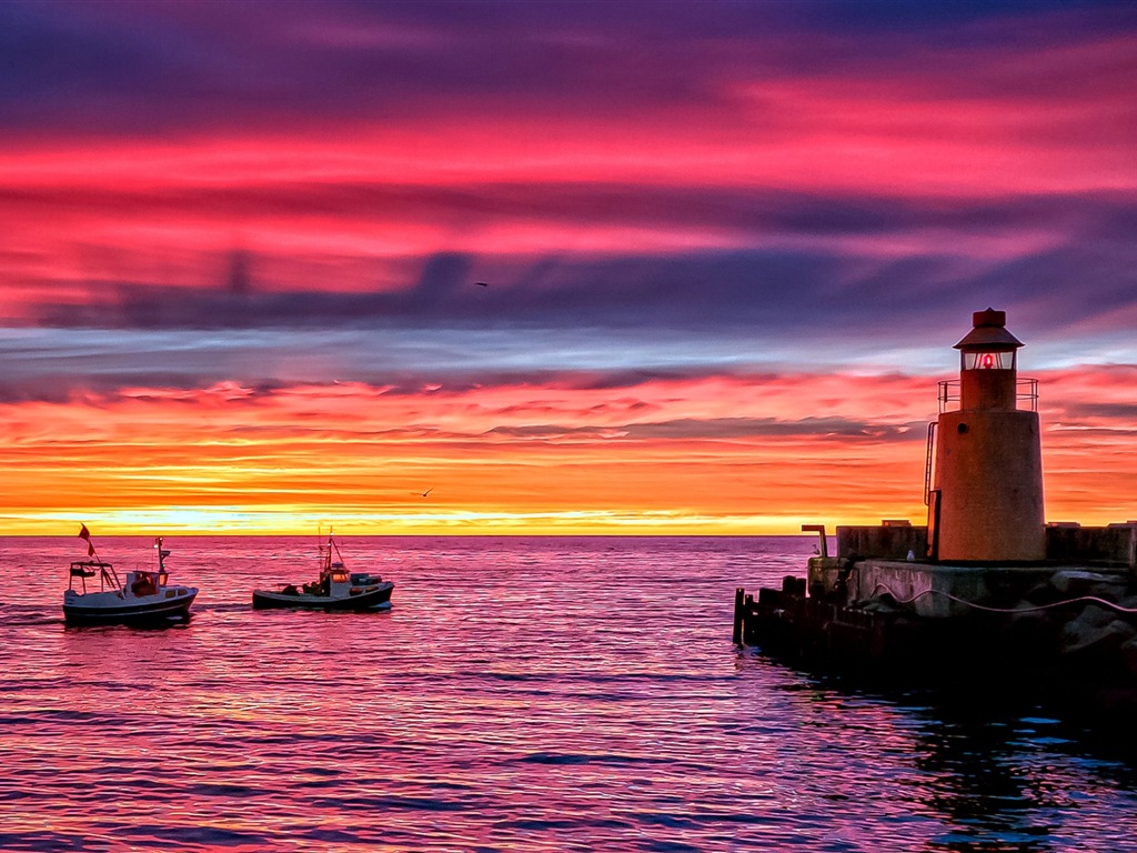 Costa del muelle al atardecer paisaje HD wallpaper #13 - 1024x768