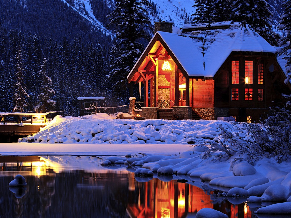 Windows 8 Theme HD Wallpapers: Nieve del invierno noche #1 - 1024x768