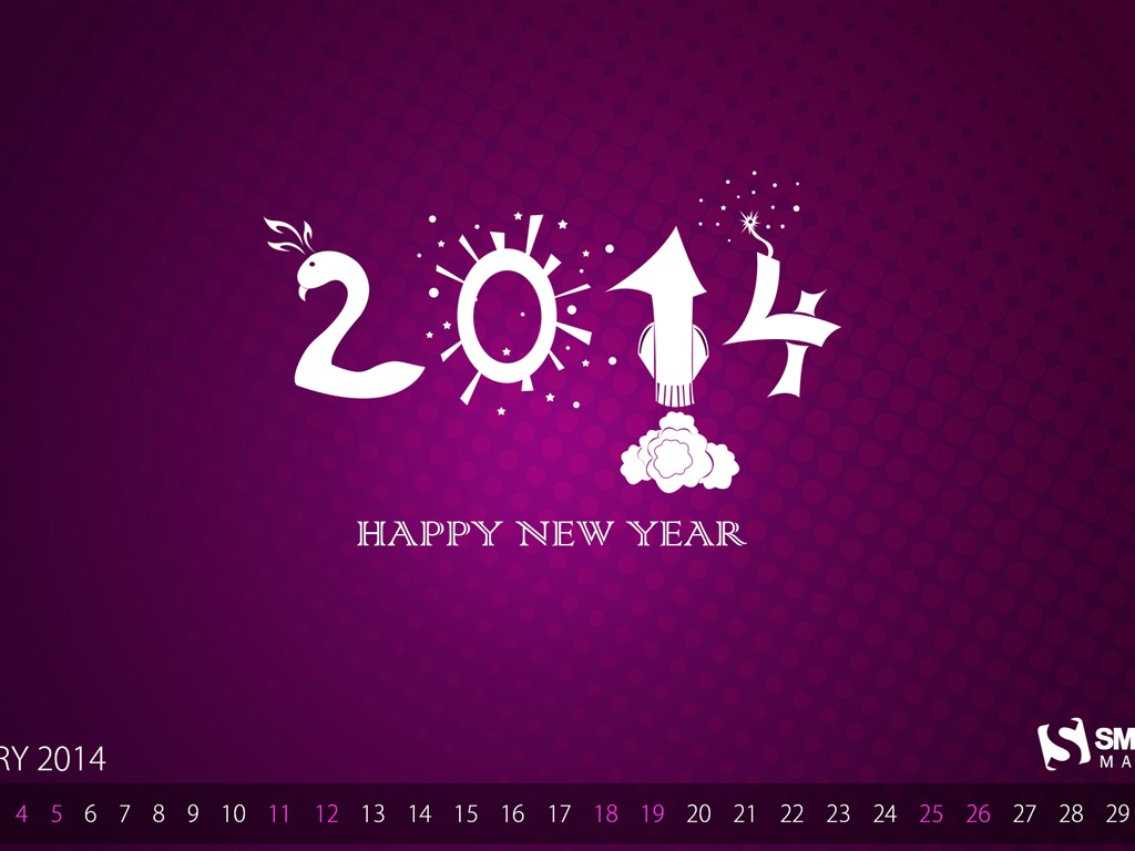 Januar 2014 Kalender Wallpaper (2) #1 - 1024x768