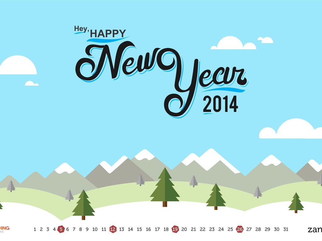 Januar 2014 Kalender Wallpaper (2) #7 - 1024x768