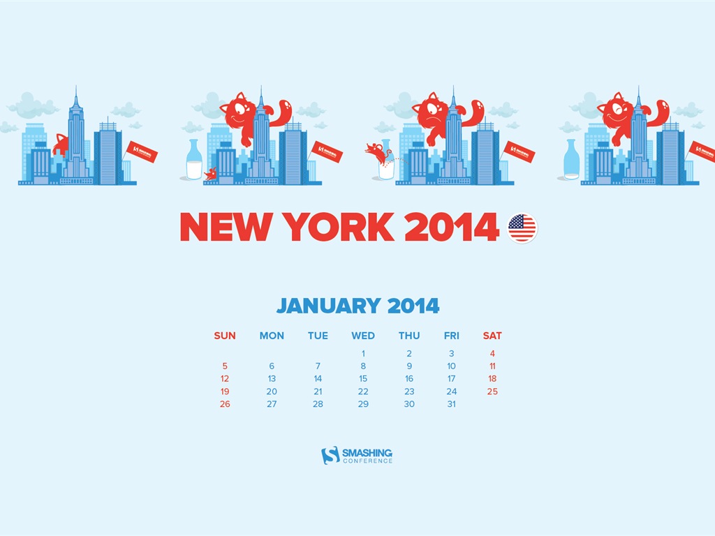 Januar 2014 Kalender Wallpaper (2) #10 - 1024x768