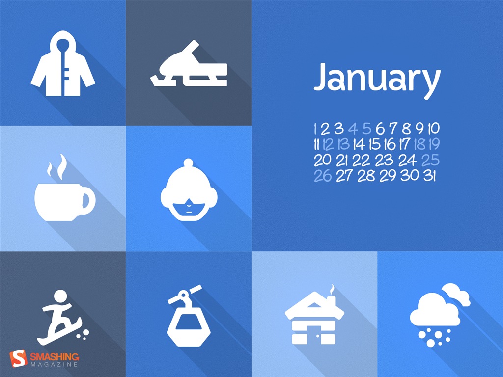 Januar 2014 Kalender Wallpaper (2) #13 - 1024x768