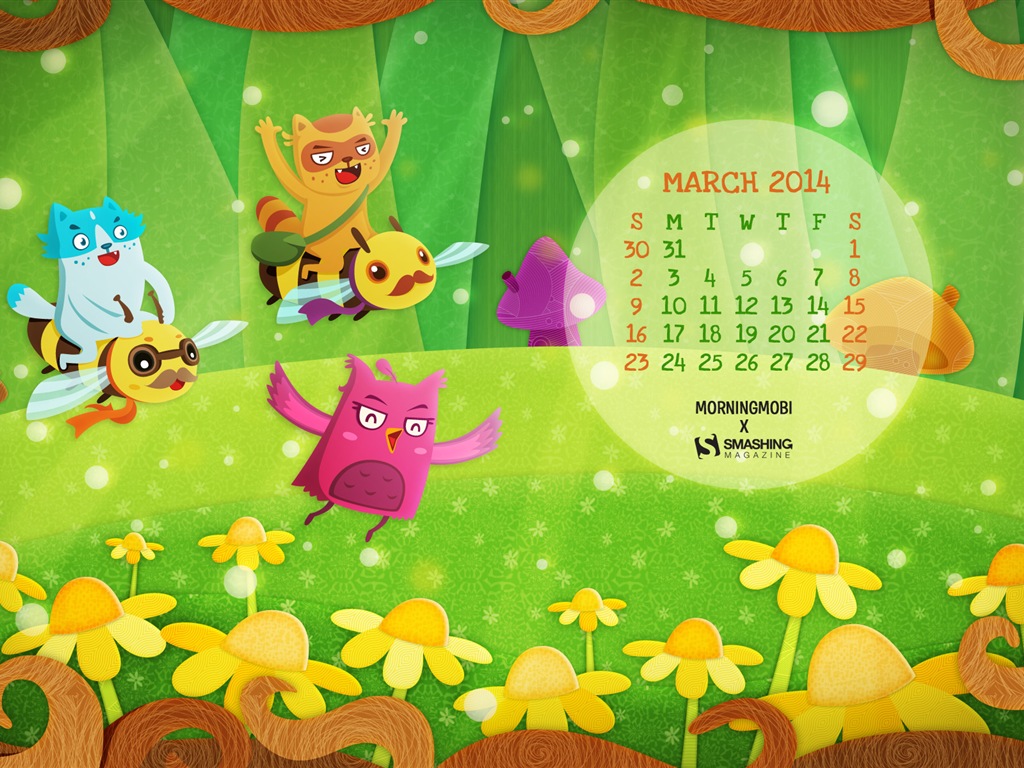 Mars 2014 calendriers fond d'écran (1) #16 - 1024x768