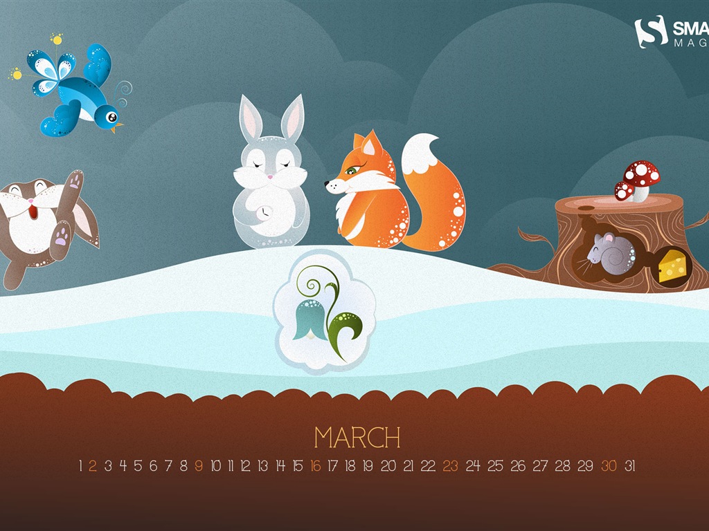 March 2014 calendar wallpaper (2) #12 - 1024x768