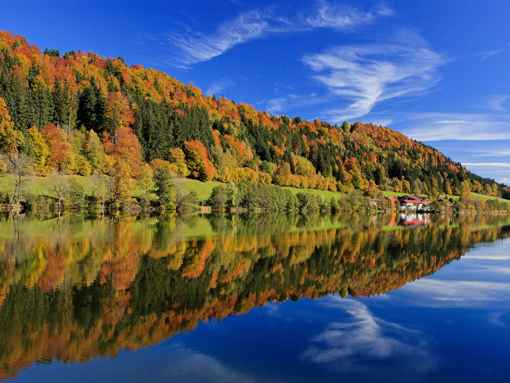 El agua y los árboles en otoño fondos de pantalla HD #5 - 1024x768