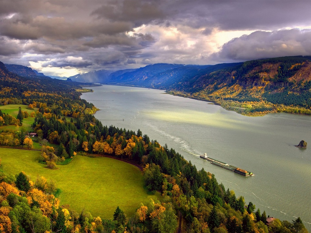 El agua y los árboles en otoño fondos de pantalla HD #12 - 1024x768