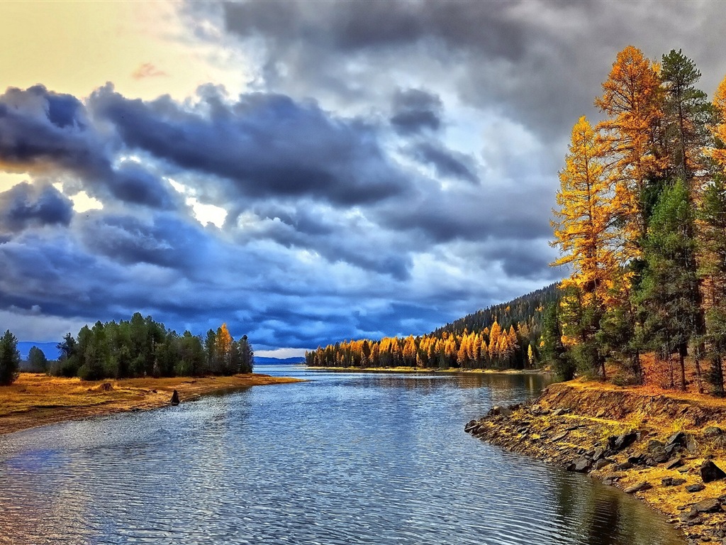 El agua y los árboles en otoño fondos de pantalla HD #14 - 1024x768