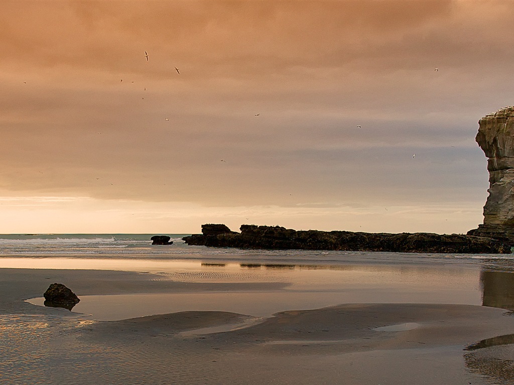 Schöner Strand Sonnenuntergang, Windows 8 Panorama-Widescreen-Wallpaper #9 - 1024x768