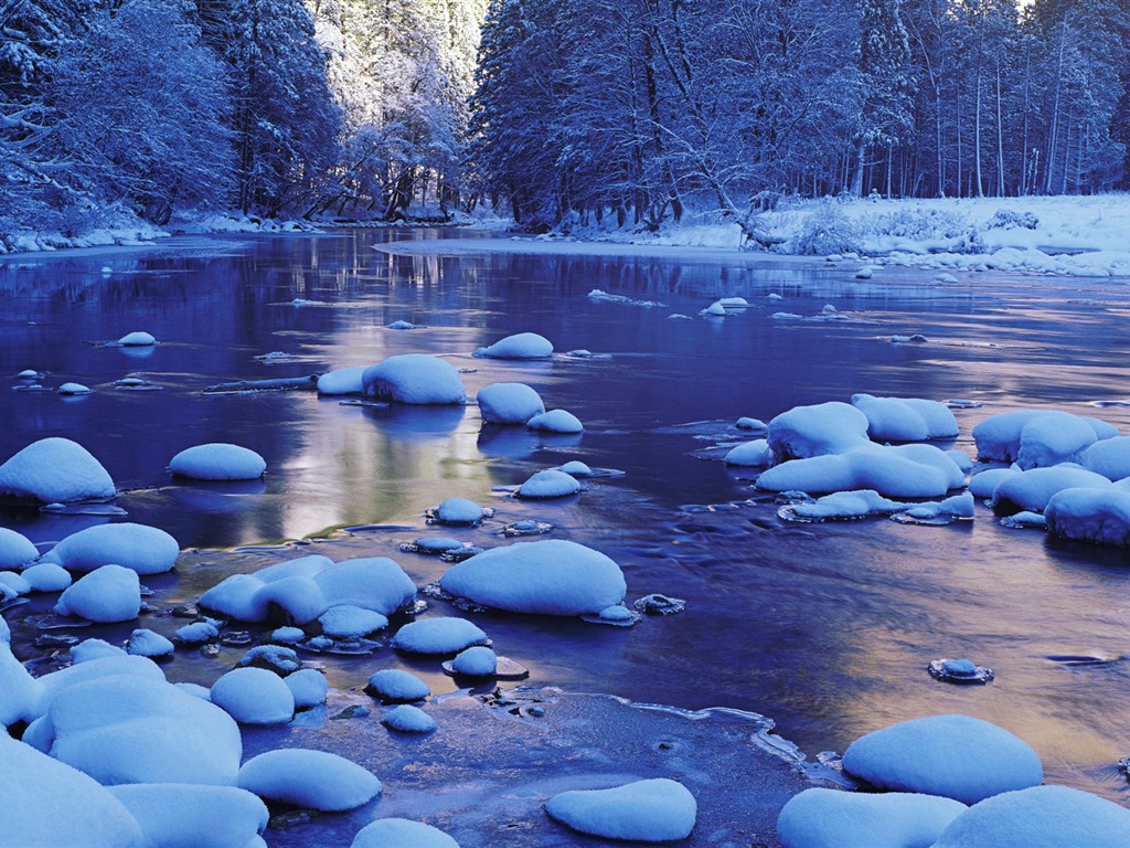 寒冷冬天美麗的雪景，Windows 8 全景寬屏壁紙 #3 - 1024x768