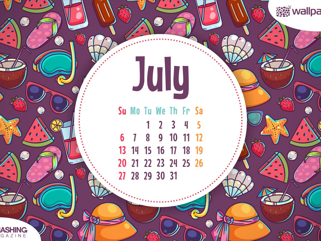 Juli 2014 Kalender Wallpaper (1) #6 - 1024x768