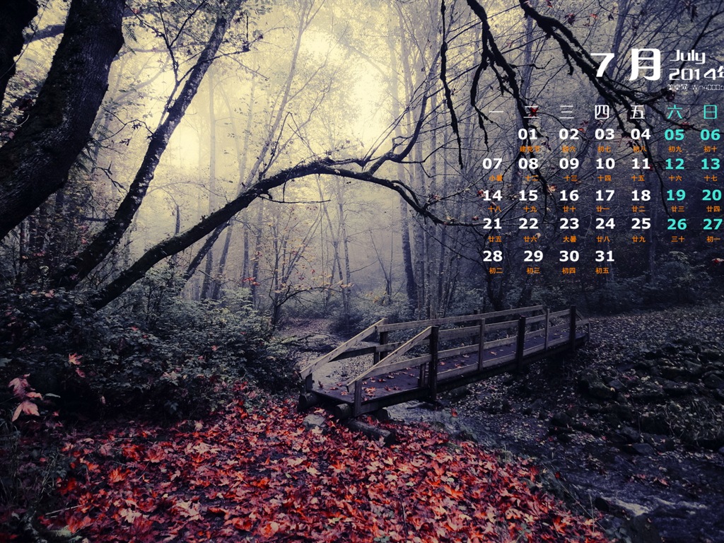 Juli 2014 Kalender Wallpaper (2) #3 - 1024x768