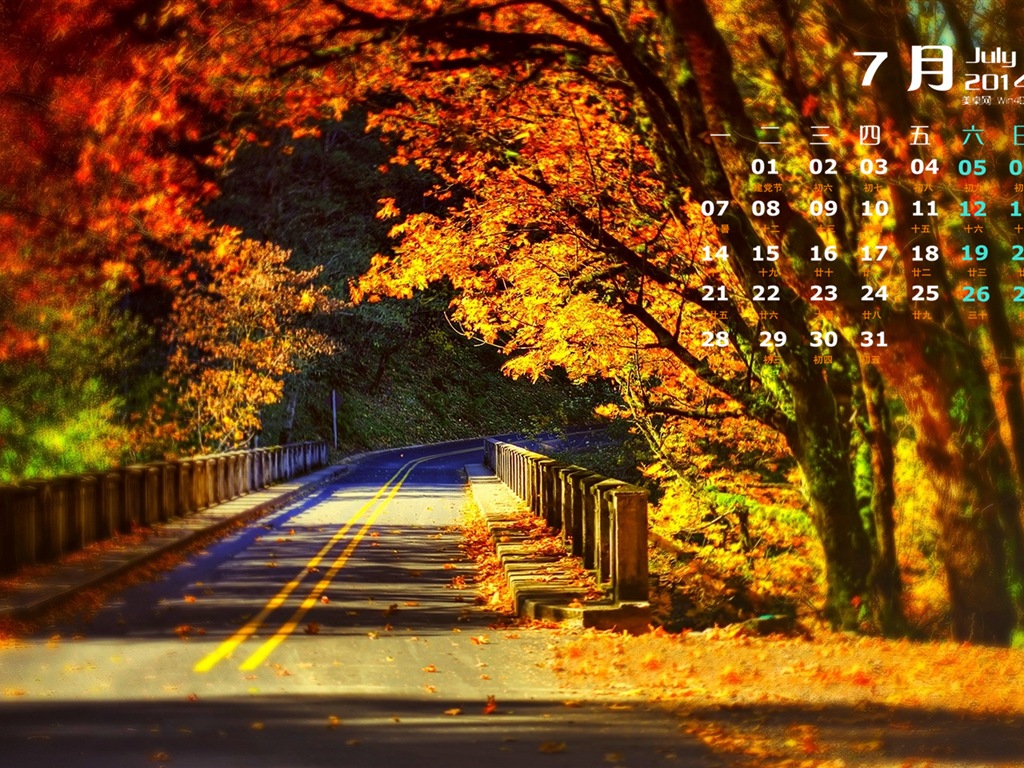 2014年7月 月曆壁紙(二) #5 - 1024x768