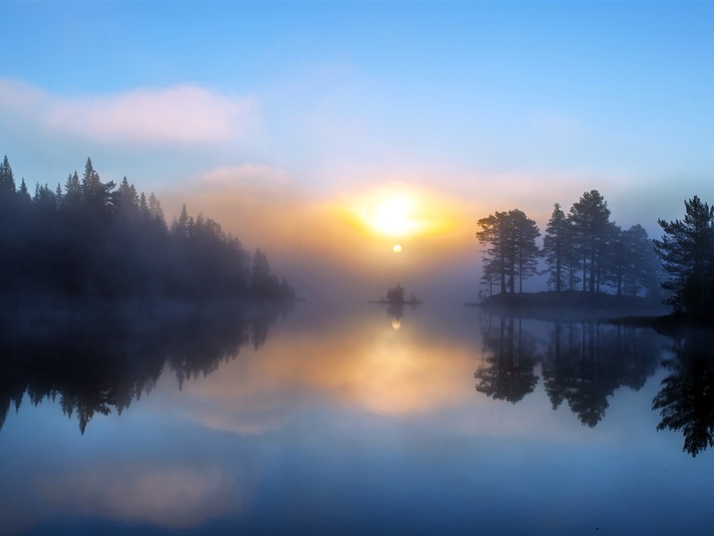 Misty morning scenery, Windows 8 theme wallpaper #3 - 1024x768