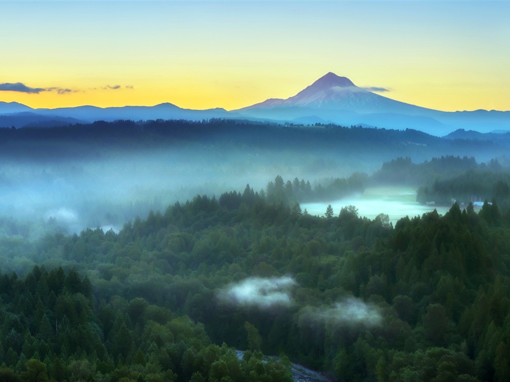 朦朧的清晨風景，Windows 8 主題壁紙 #9 - 1024x768