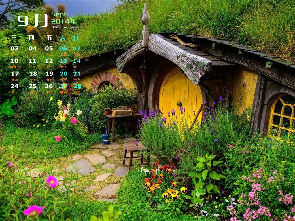 September 2014 Calendar wallpaper (1) #11 - 1024x768