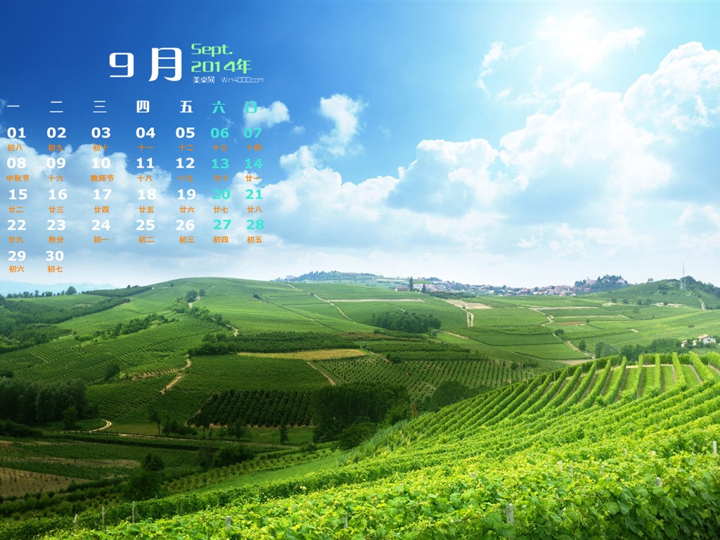 09 2014 wallpaper Calendario (2) #8 - 1024x768