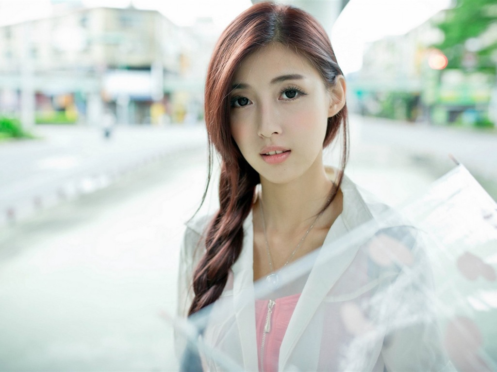 Rainy day pure girl HD wallpaper #4 - 1024x768
