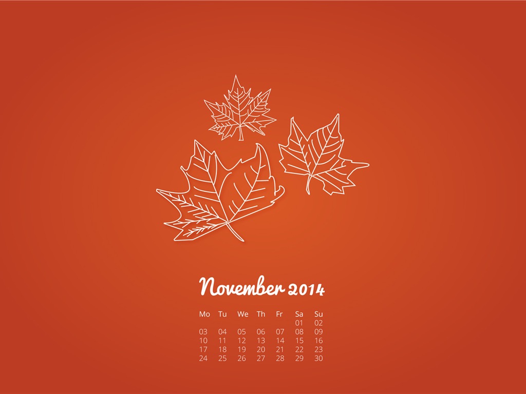 November 2014 Calendar wallpaper(2) #18 - 1024x768
