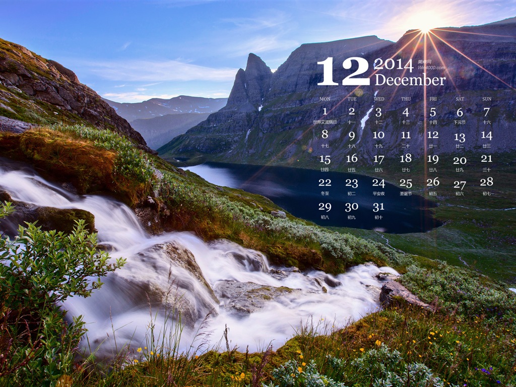 December 2014 Calendar wallpaper (1) #14 - 1024x768