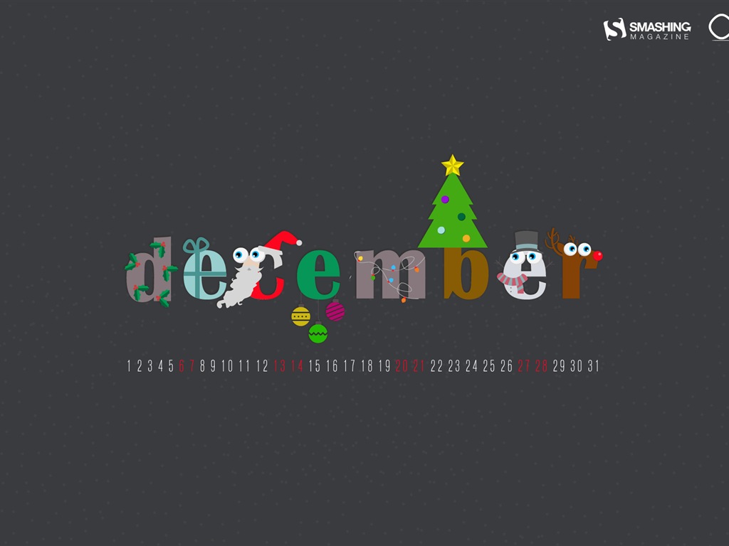 December 2014 Calendar wallpaper (2) #20 - 1024x768