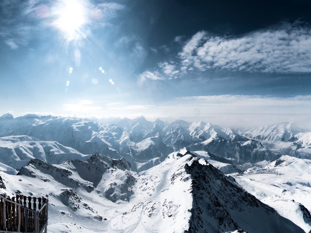 Winter, Schnee, Berge, Seen, Bäume, Straßen HD Wallpaper #15 - 1024x768