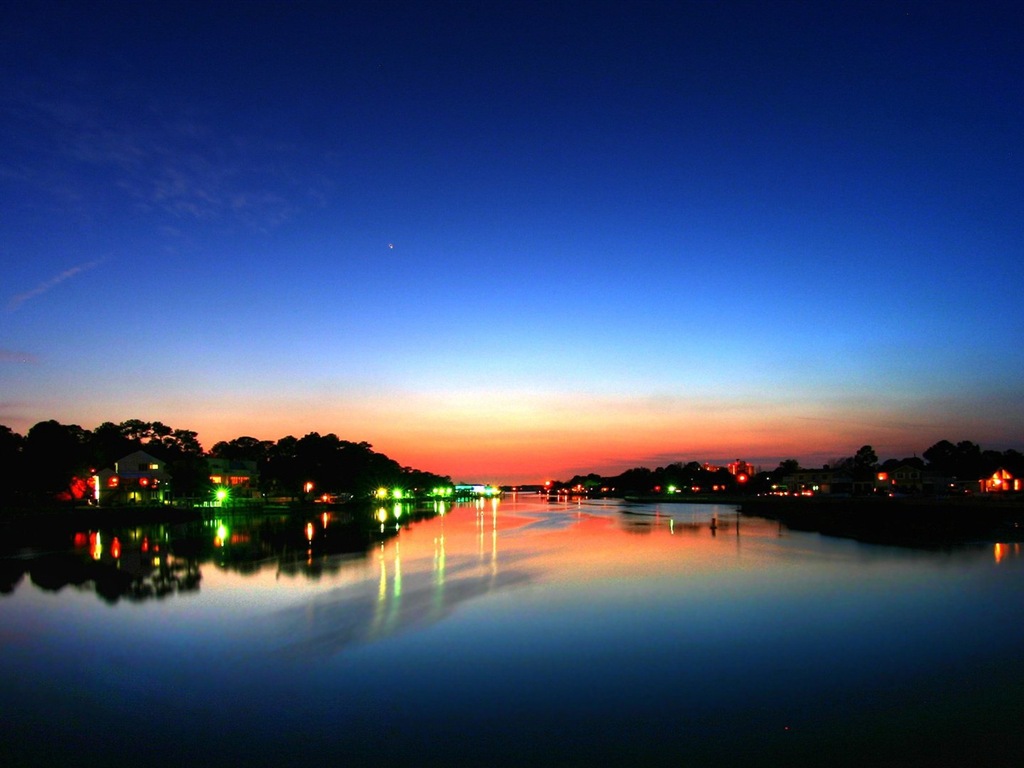 夕阳，蓝天，大海，自然风景 高清壁纸10 - 1024x768