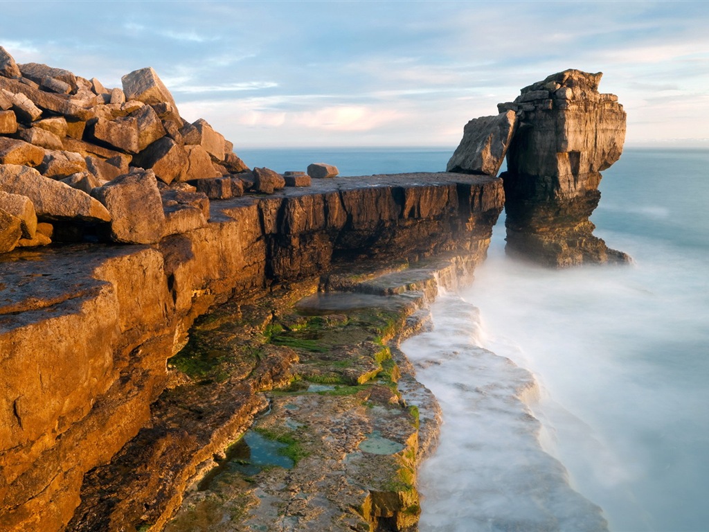 夕阳，蓝天，大海，自然风景 高清壁纸15 - 1024x768