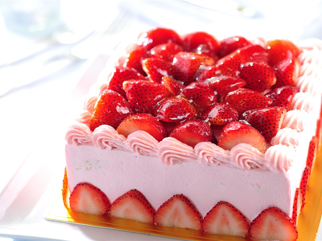 맛있는 딸기 케이크의 HD 배경 화면 #7 - 1024x768