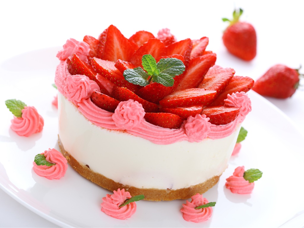 Delicioso pastel de fresas fondos de pantalla de alta definición #14 - 1024x768