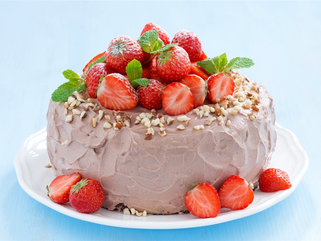 Delicioso pastel de fresas fondos de pantalla de alta definición #18 - 1024x768