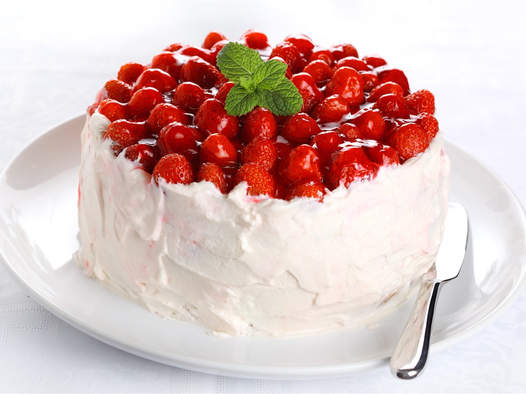 Delicioso pastel de fresas fondos de pantalla de alta definición #20 - 1024x768