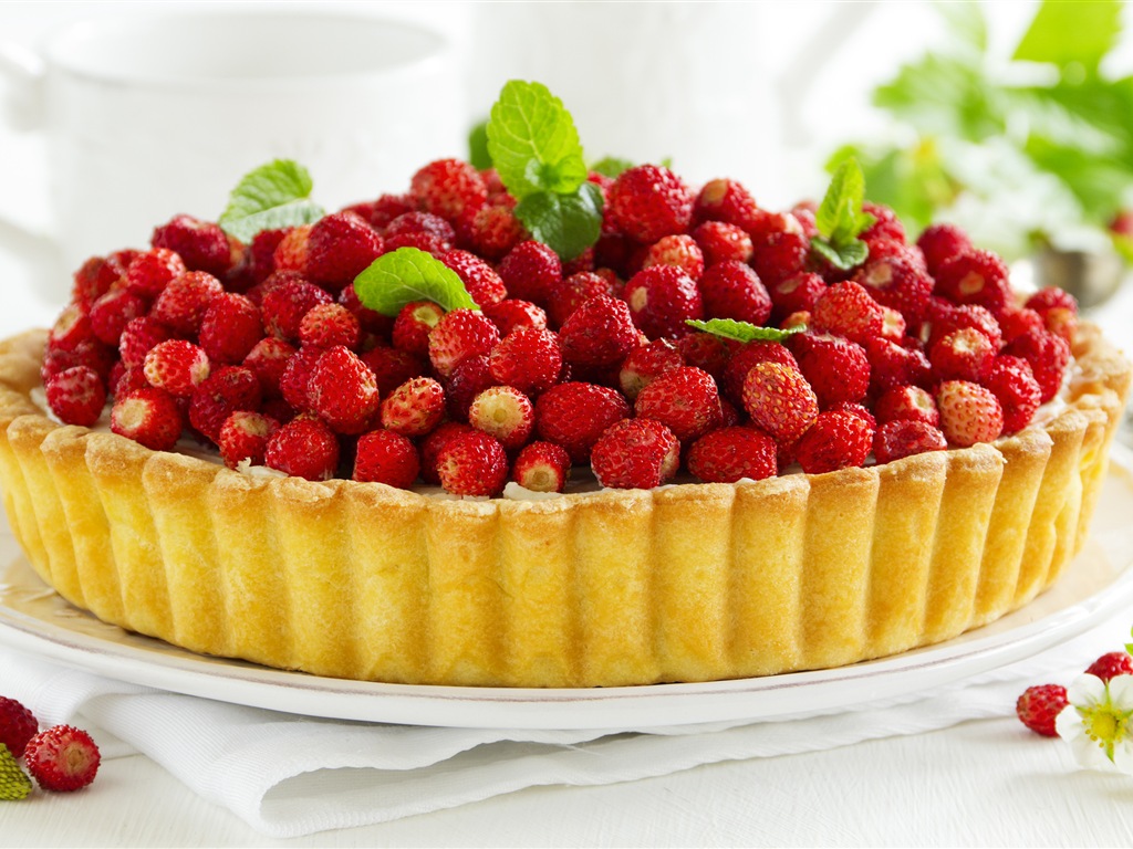 Delicioso pastel de fresas fondos de pantalla de alta definición #24 - 1024x768