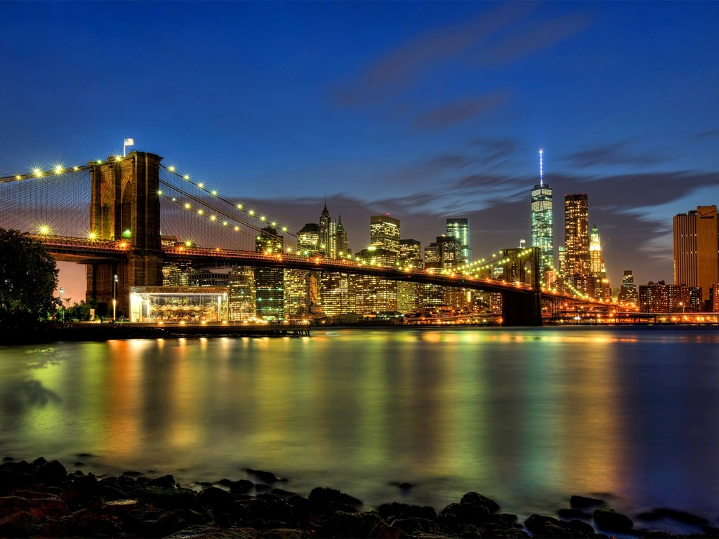 뉴욕의 엠파이어 스테이트 빌딩, 도시의 밤 HD 배경 화면 #7 - 1024x768