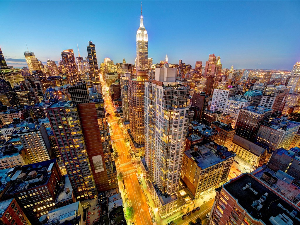 뉴욕의 엠파이어 스테이트 빌딩, 도시의 밤 HD 배경 화면 #10 - 1024x768