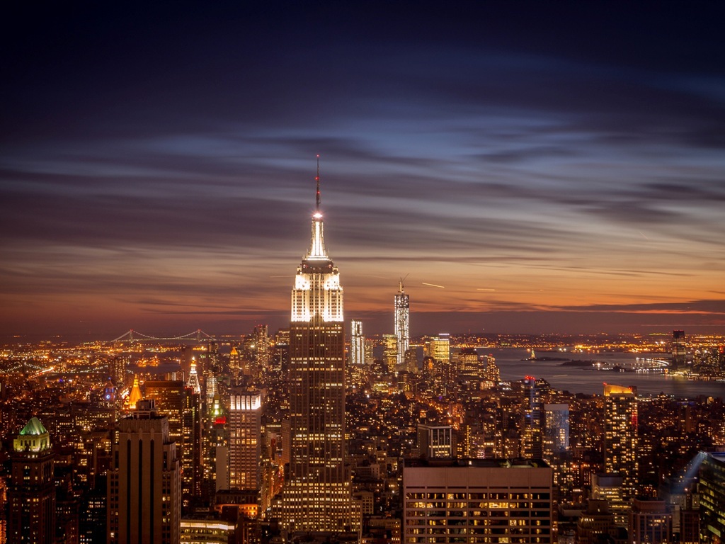 뉴욕의 엠파이어 스테이트 빌딩, 도시의 밤 HD 배경 화면 #13 - 1024x768