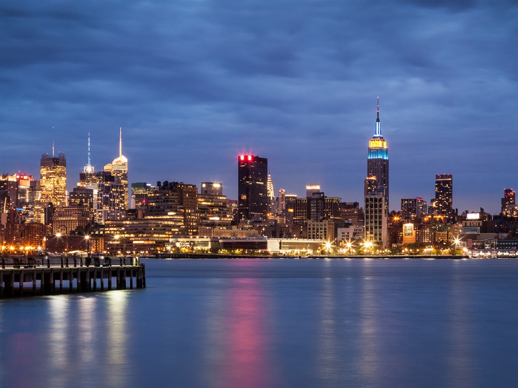 뉴욕의 엠파이어 스테이트 빌딩, 도시의 밤 HD 배경 화면 #15 - 1024x768