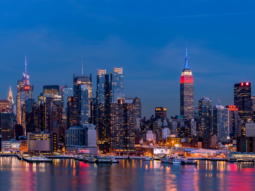 뉴욕의 엠파이어 스테이트 빌딩, 도시의 밤 HD 배경 화면 #20 - 1024x768