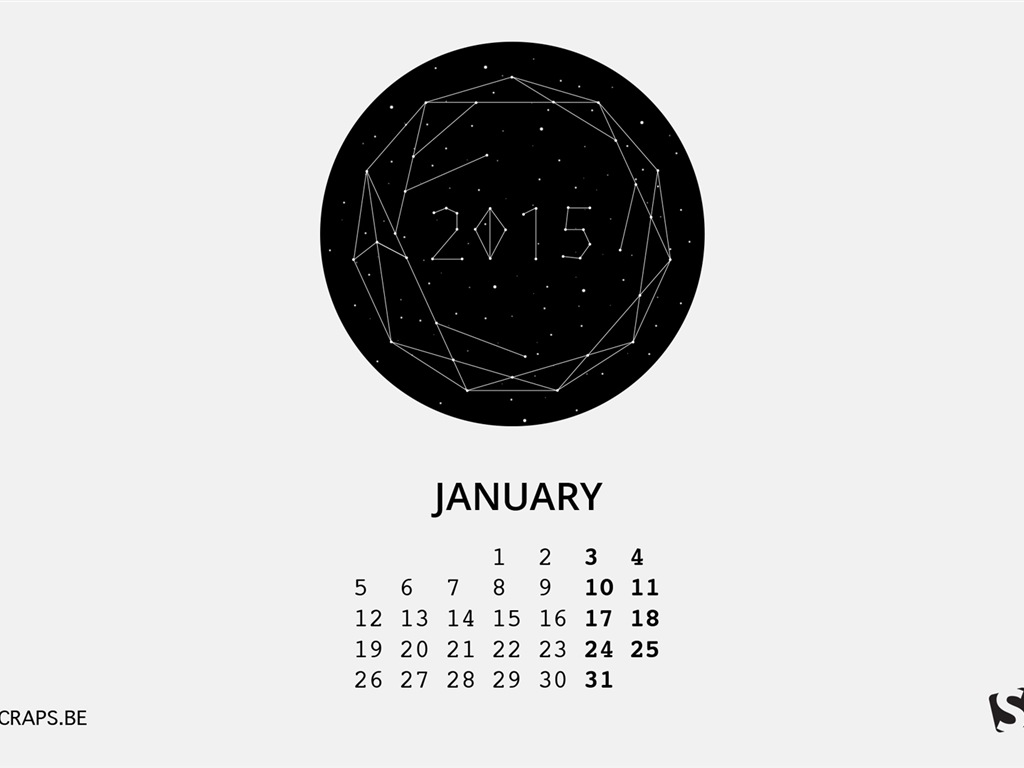 Janvier 2015 calendar fond d'écran (2) #3 - 1024x768