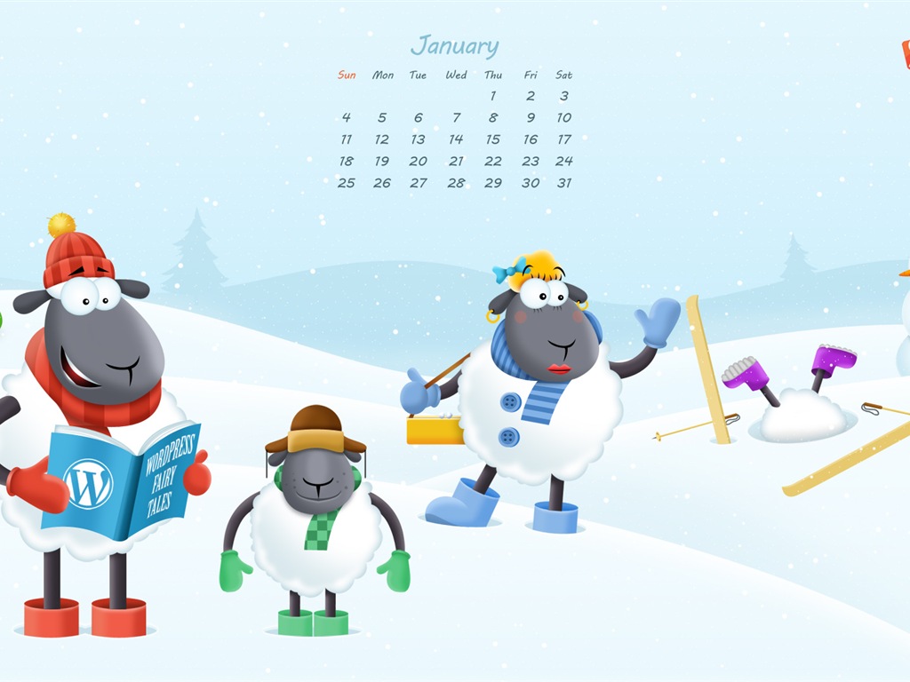 Janvier 2015 calendar fond d'écran (2) #9 - 1024x768