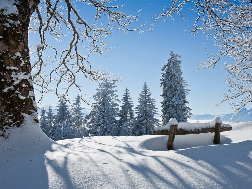 Neige d'hiver fonds d'écran HD magnifique de paysages #13 - 1024x768