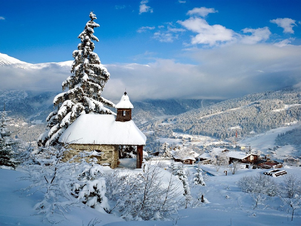 Neige d'hiver fonds d'écran HD magnifique de paysages #20 - 1024x768