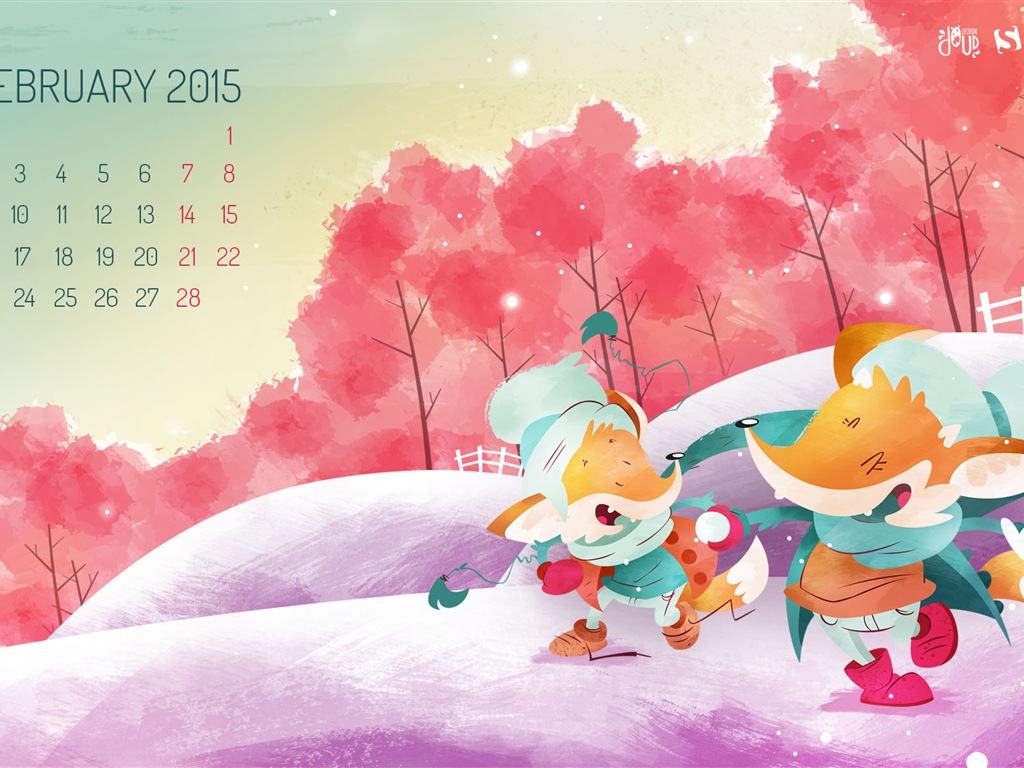 Februar 2015 Kalender Wallpaper (2) #1 - 1024x768