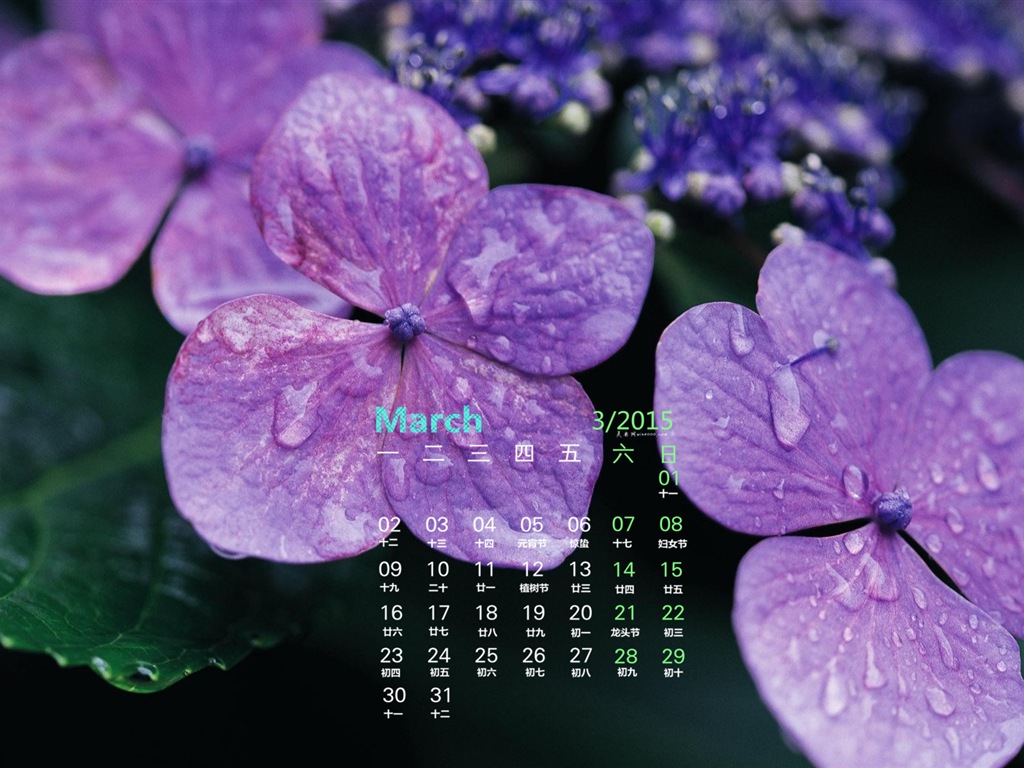 March 2015 Calendar wallpaper (1) #5 - 1024x768