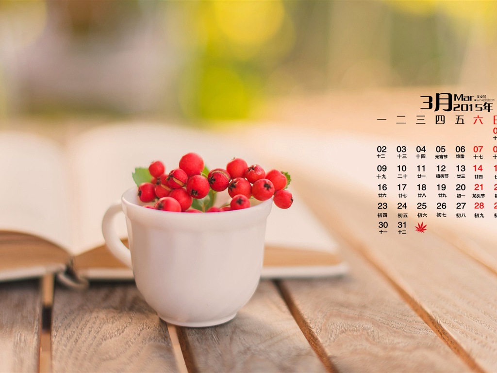 March 2015 Calendar wallpaper (1) #13 - 1024x768