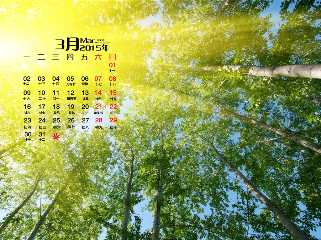 March 2015 Calendar wallpaper (1) #20 - 1024x768