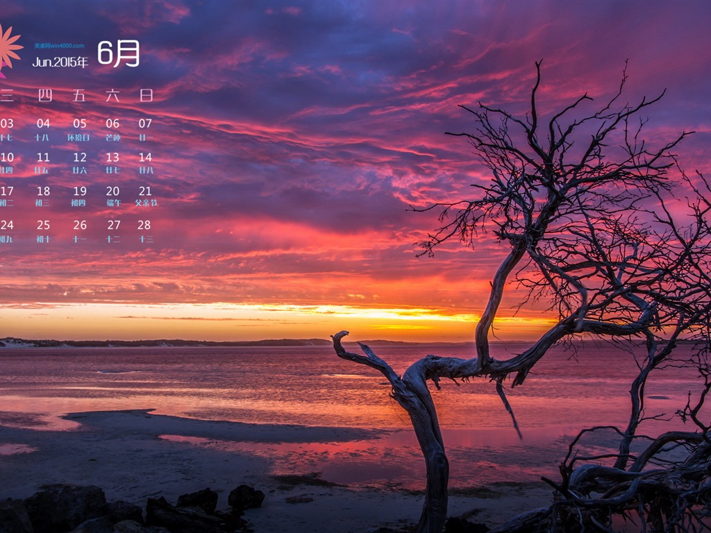 Juni 2015 Kalender Wallpaper (1) #16 - 1024x768