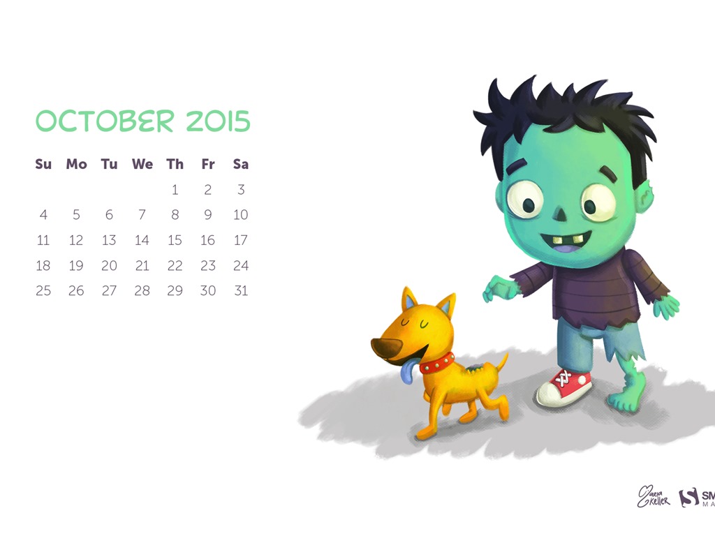 Oktober 2015 Kalender Wallpaper (2) #7 - 1024x768